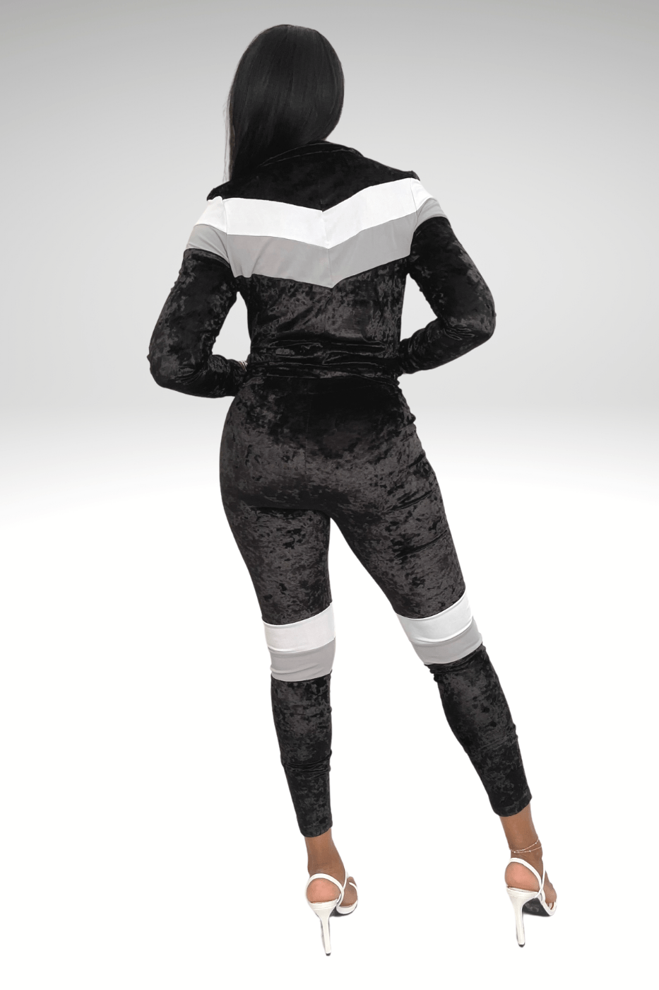 Luxuriance Style Sets Velour Stripe | Track Suit