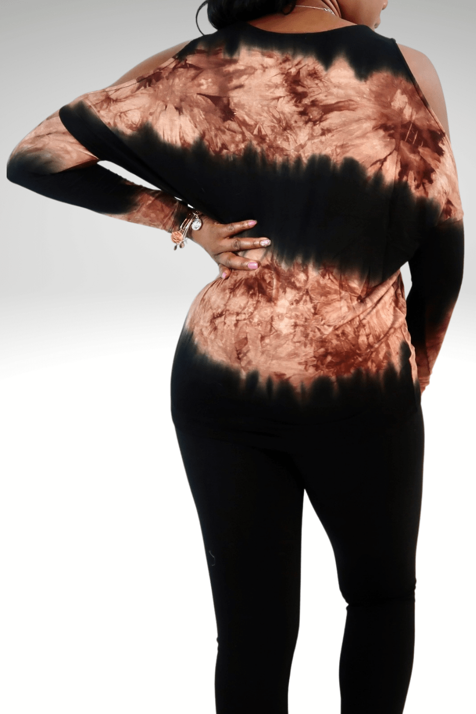 Luxuriance Style Tops Tie - Dye Cold Shoulder Top