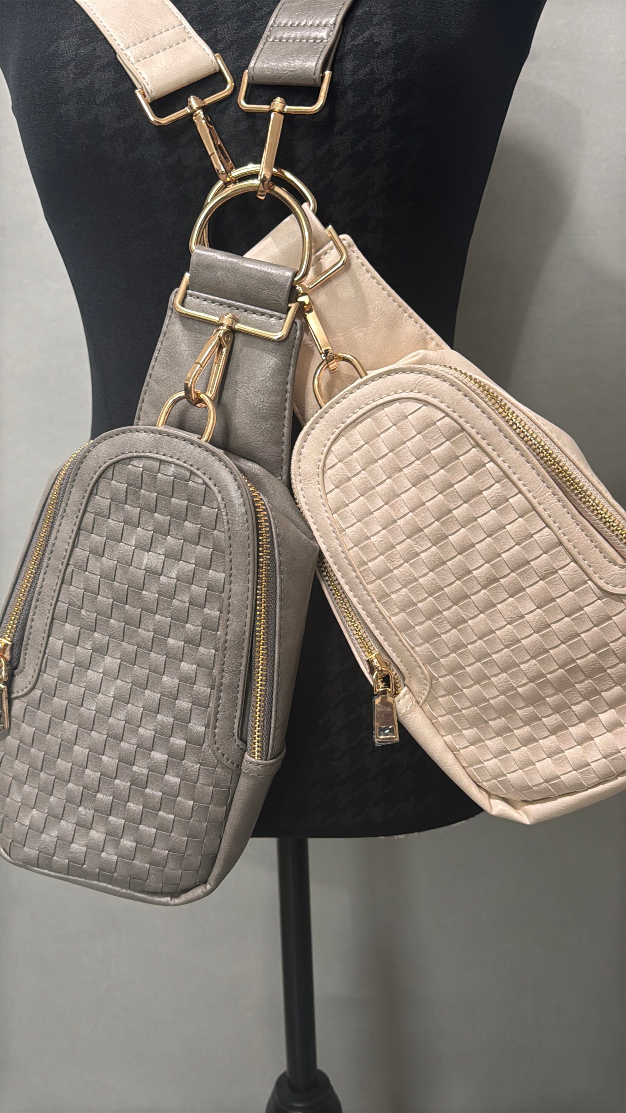 Luxuriance Style Boutique Crossbody Purse Woven Cross Body Bag w/ Gold Hardware