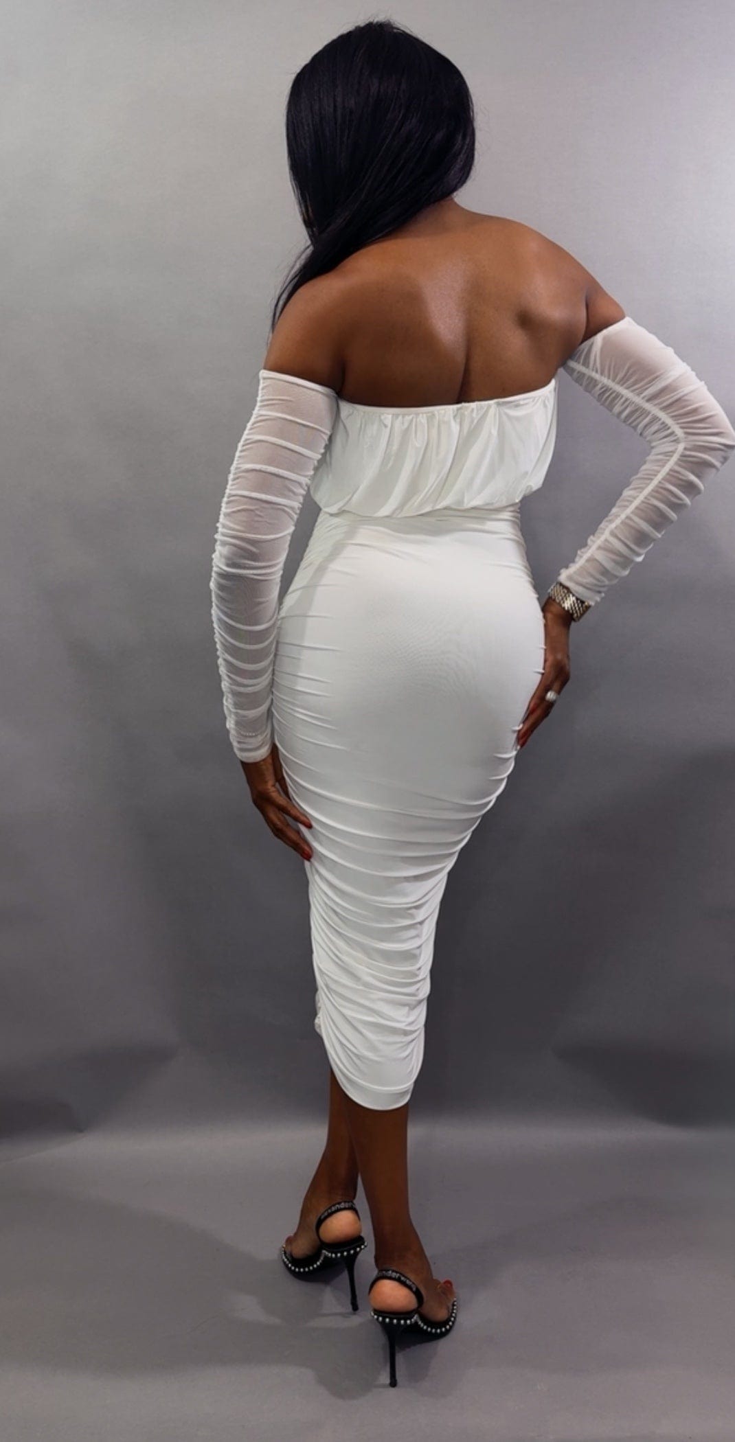 Luxuriance Style Boutique Dress The Aurelia Ruched Midi Dress