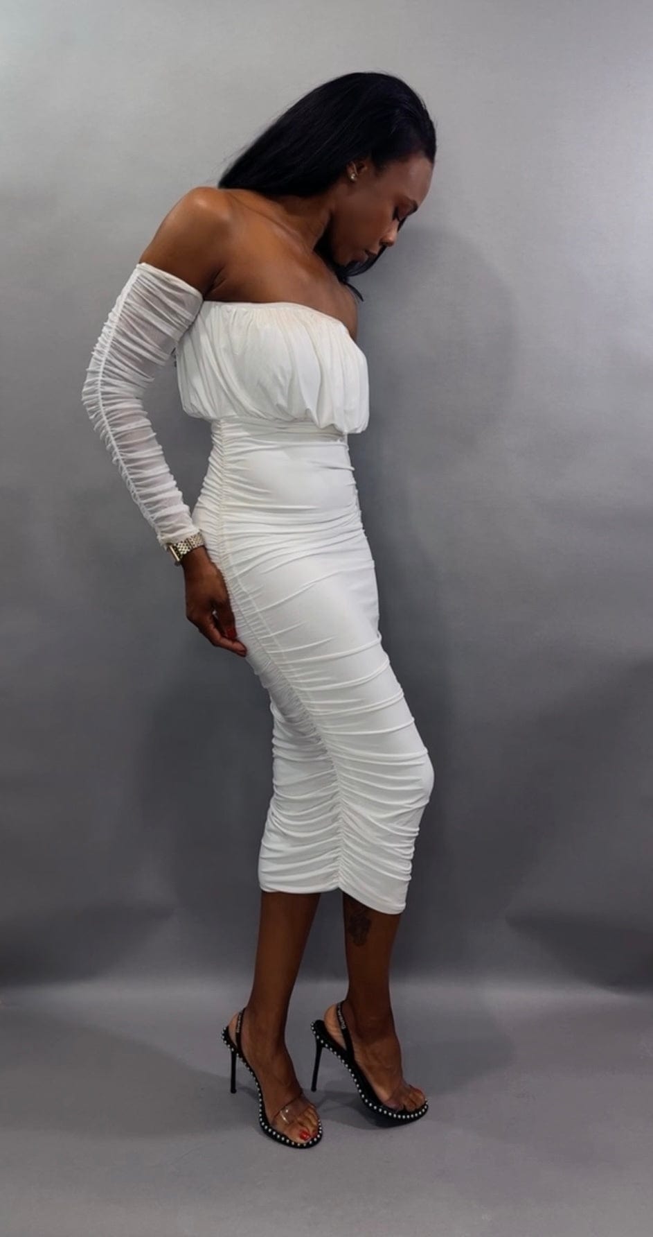 Luxuriance Style Boutique Dress The Aurelia Ruched Midi Dress