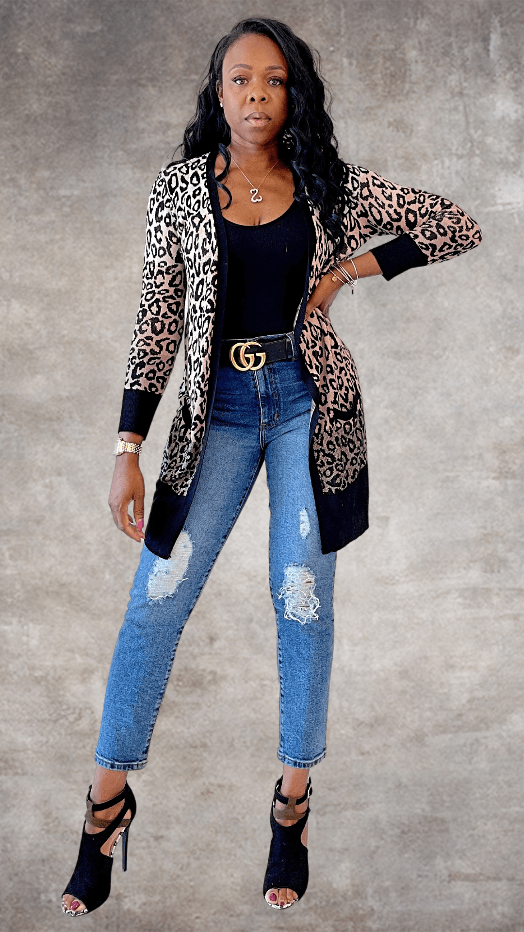 Luxuriance Style Cardigan Ombre Leopard Print Cardigan