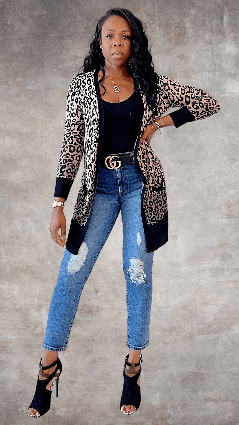Leopard cardigan boutique clearance