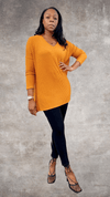 Luxuriance Style ™ Sweater Brushed Thermal Waffle V-Neck Hi-Low Hem Tunic Sweater.
