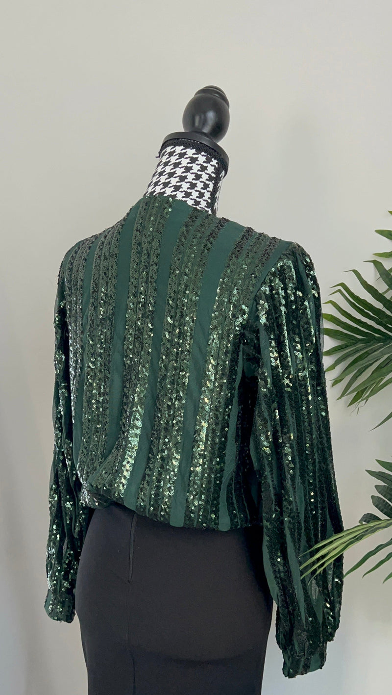 Luxuriance Style | The Boutique™ BodySuit Emerald Green Sequin Top