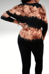 Luxuriance Style Tops Tie - Dye Cold Shoulder Top